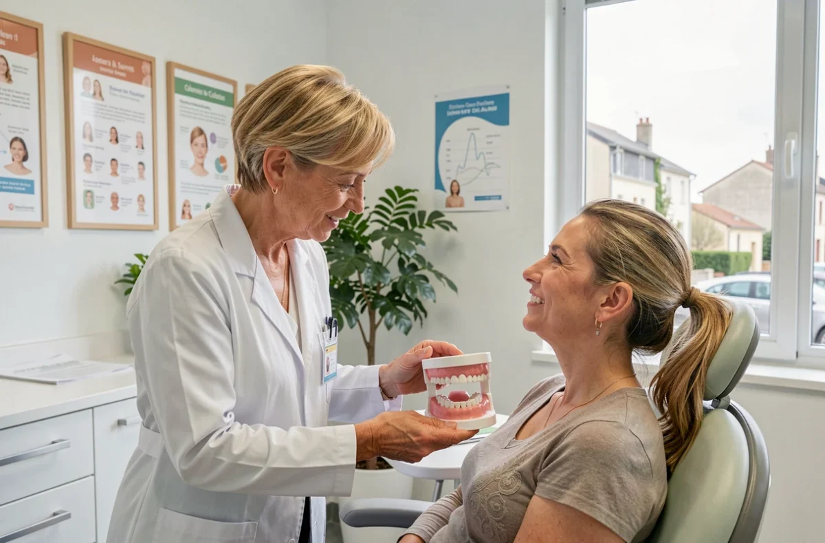 Consultation au cabinet du Dr Domejean Myriam à Colomiers avec explication de traitement dentaire