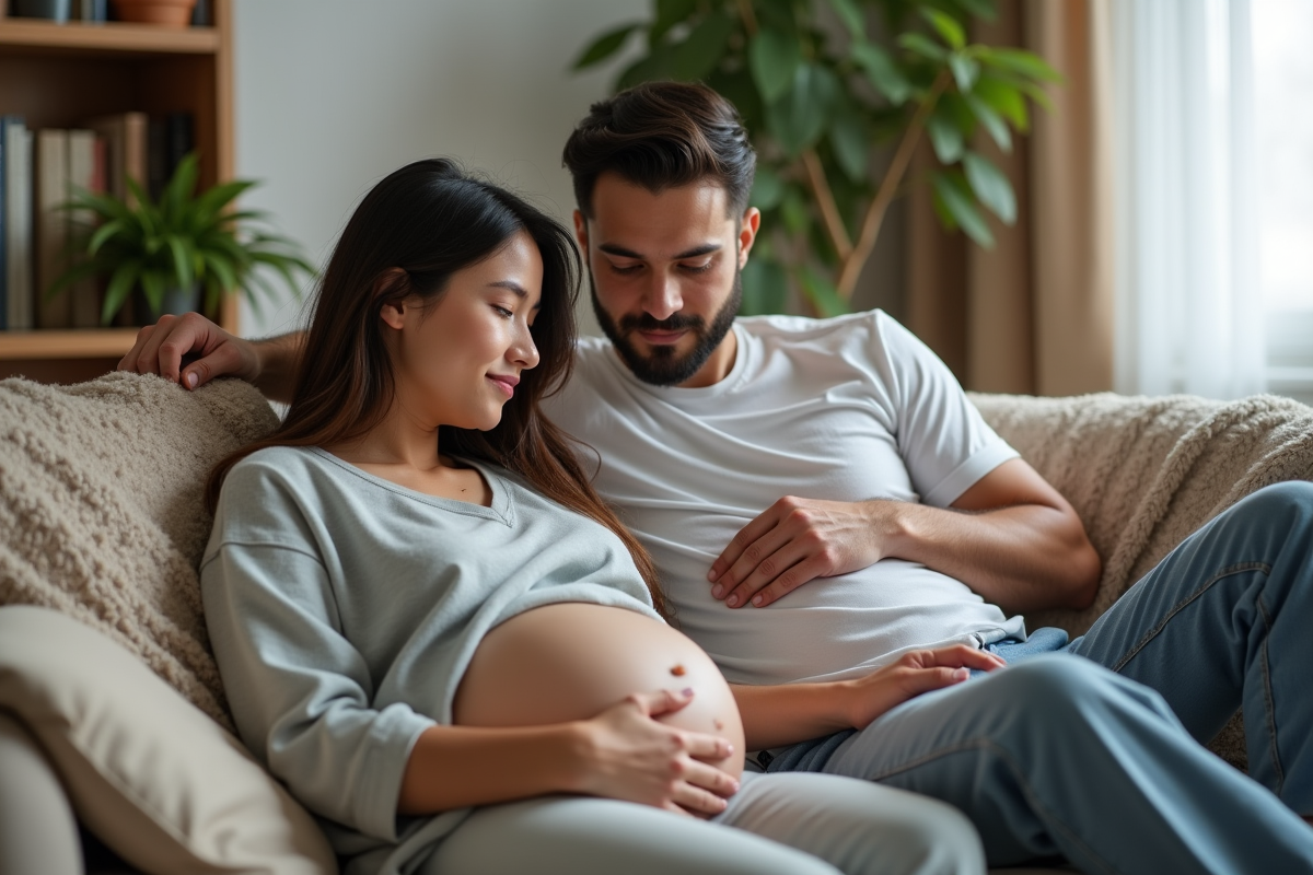 Jeune couple discutant dans un salon accueillant
