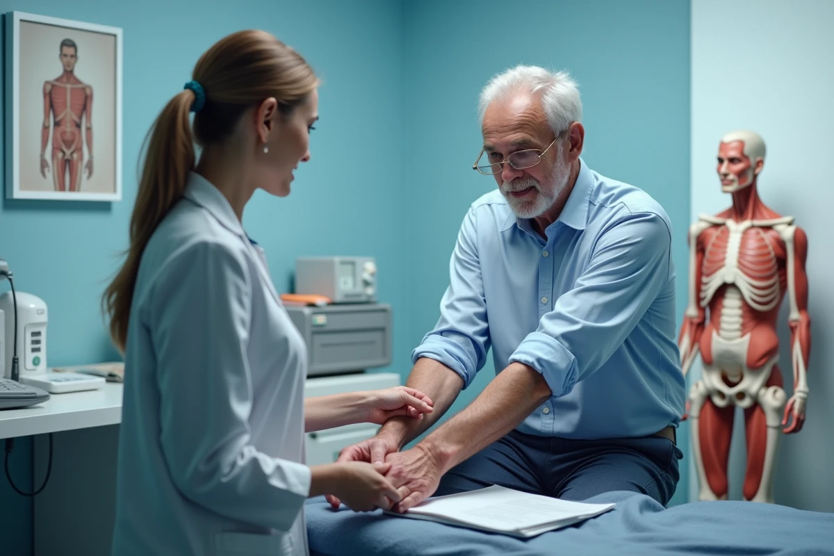Rhumatologue effectuant un examen d