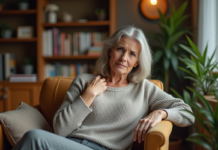 Zona récurrent : comprendre les récidives et les prévenir efficacement Femme d'âge moyen dans un salon chaleureux