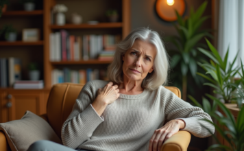 Zona récurrent : comprendre les récidives et les prévenir efficacement Femme d'âge moyen dans un salon chaleureux