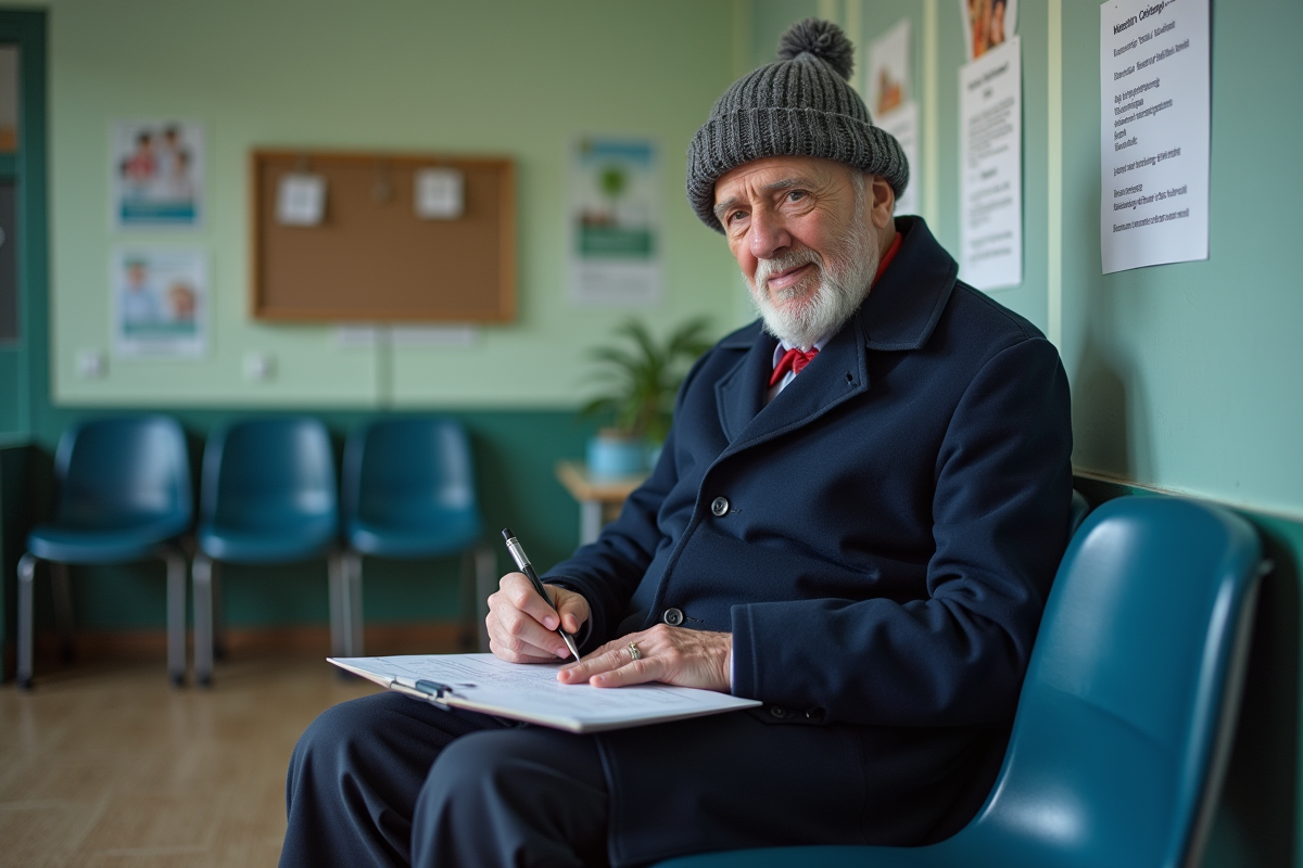 Homme âgé assis dans une salle d