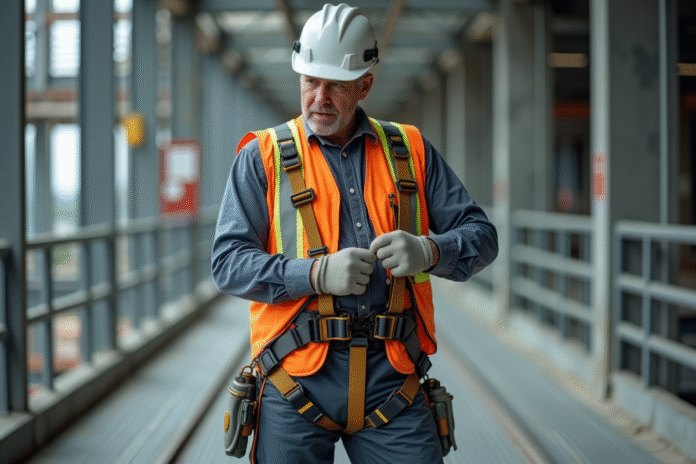 Homme en équipement de sécurité sur un chantier
