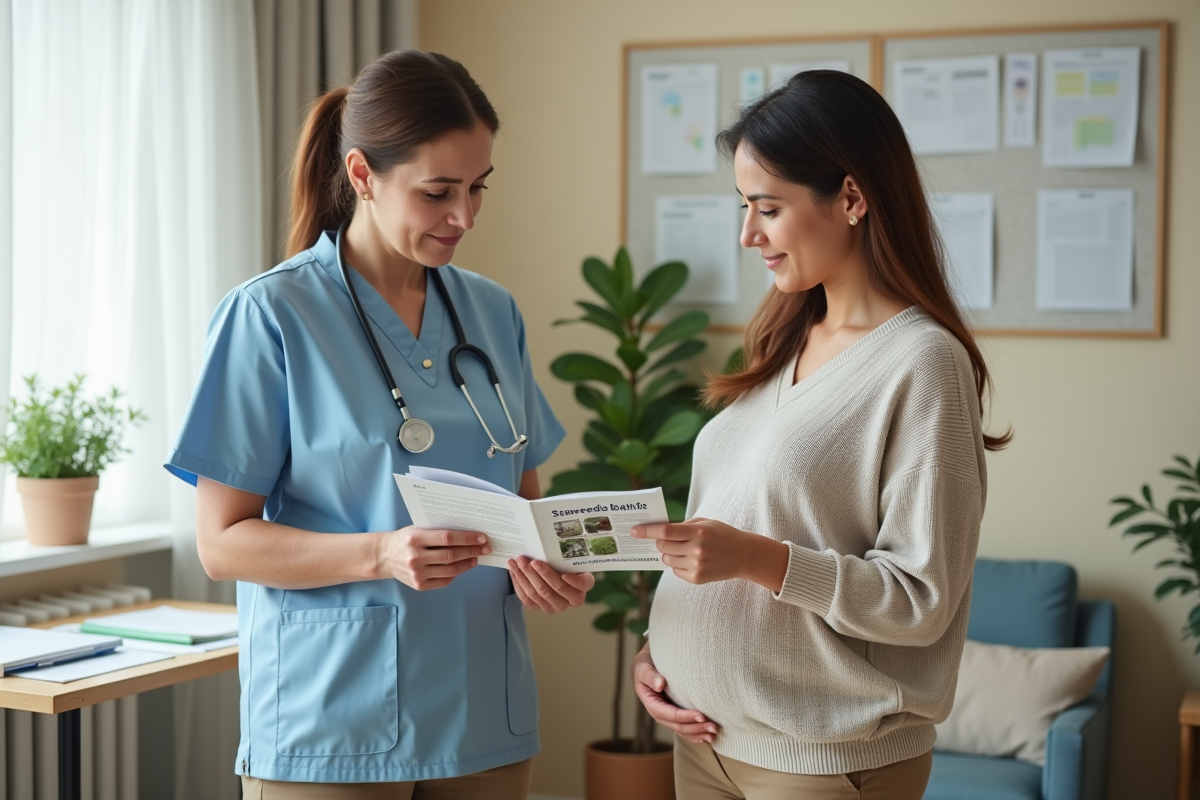 Nutritionniste discutant avec une femme enceinte dans un cabinet médical