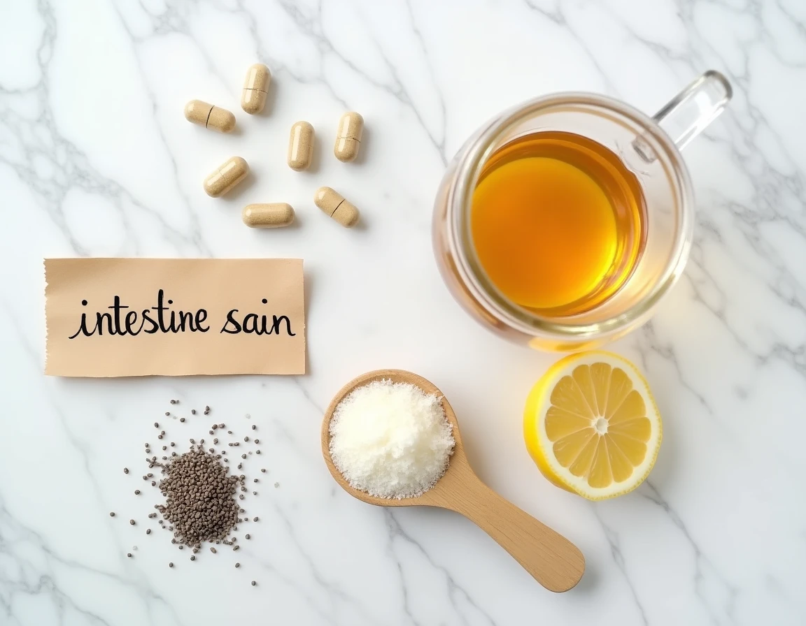 Gros plan sur des probiotiques naturels et compléments alimentaires pour intestin irritable
